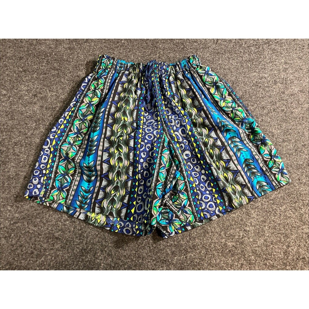 Vintage 80s 90s Men's Speedo Swim Trunks Tribal Pattern Blue Surfer Punk Sz S